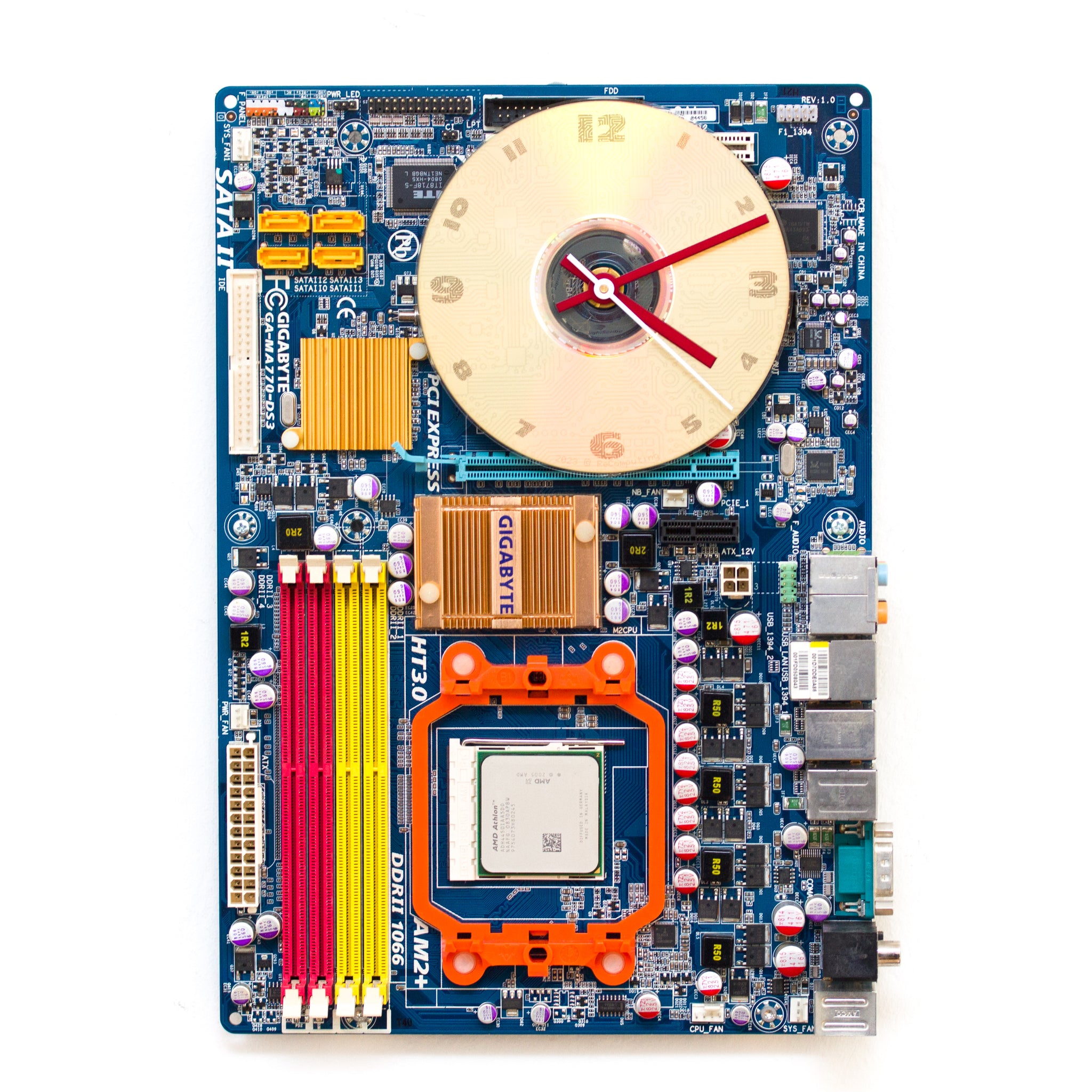 Geeky Wall Clock made of blue Circuit Board