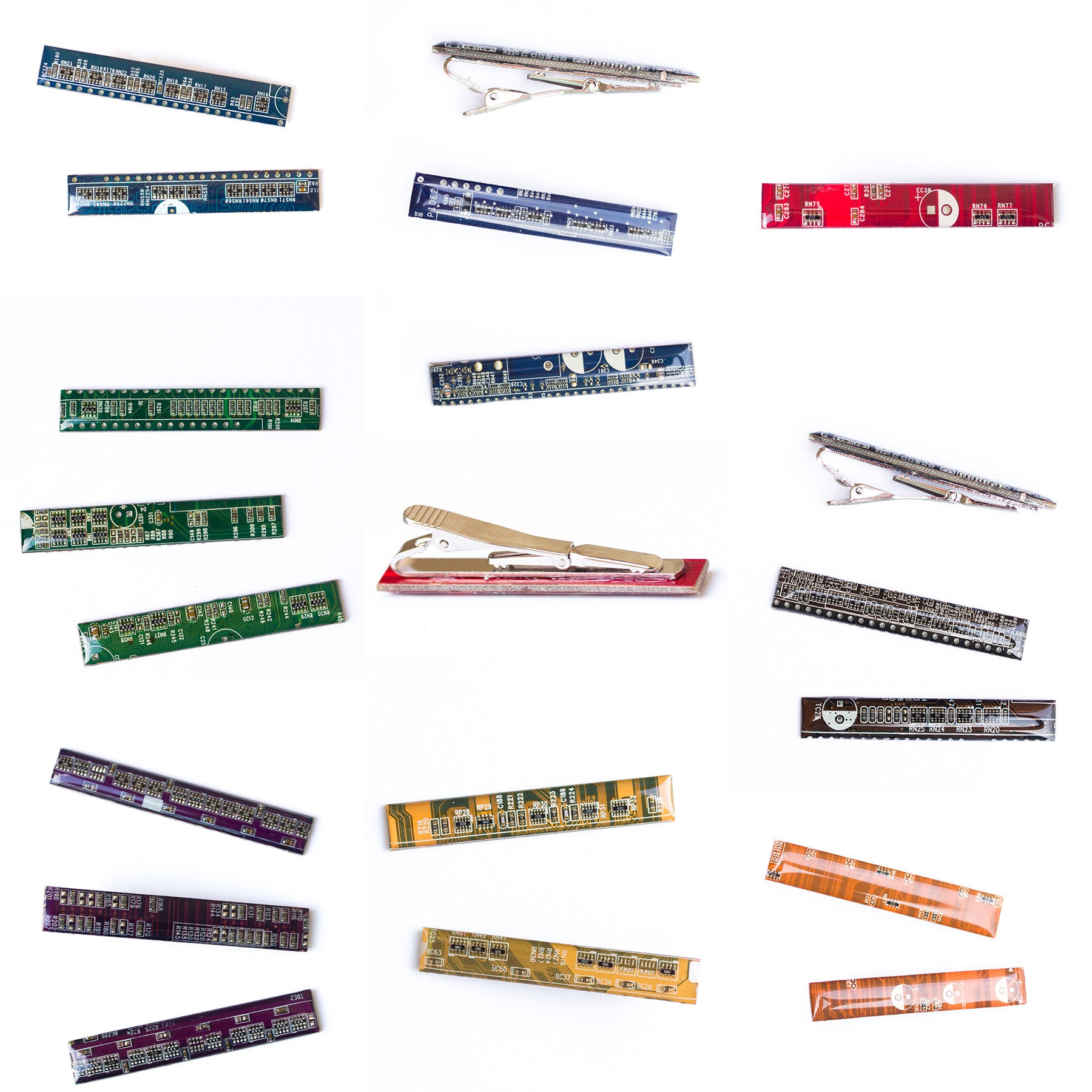Circuit board techie tie clip